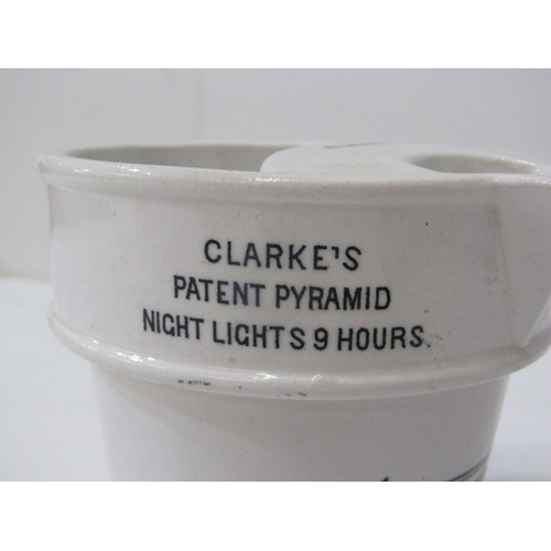 45 - VINTAGE MEDICAL ITEMS, Clarkes food warmer, a Clarkes pottery pyramid fairy food warmer jug, c.1880s... 