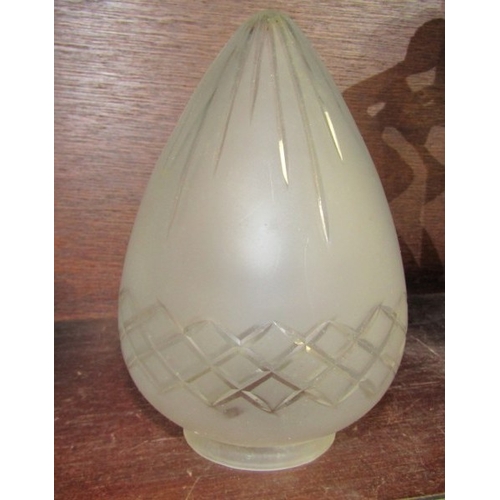 47 - GLASS LAMP SHADES, a set of 6 antique small glass lampshades, each with opaque bodies highlighted wi... 
