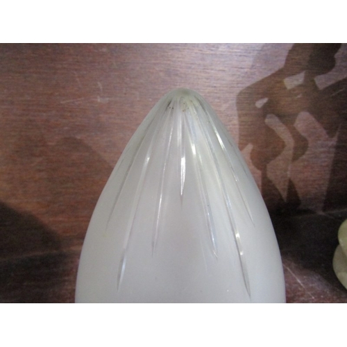 47 - GLASS LAMP SHADES, a set of 6 antique small glass lampshades, each with opaque bodies highlighted wi... 