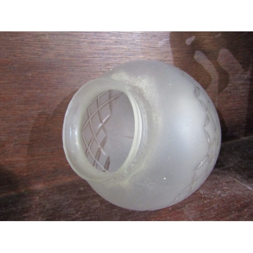 47 - GLASS LAMP SHADES, a set of 6 antique small glass lampshades, each with opaque bodies highlighted wi... 