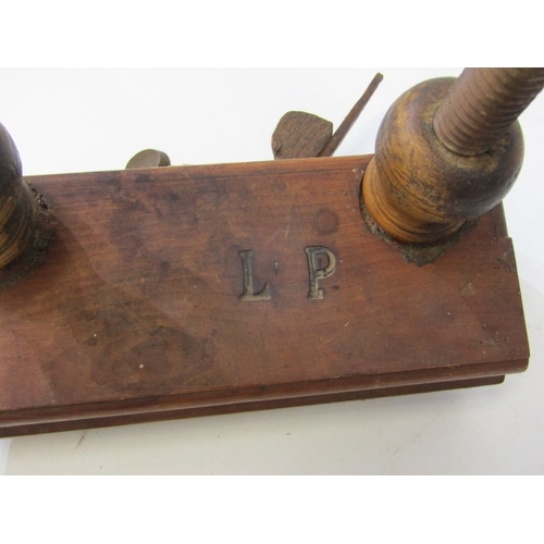 48 - ANTIQUE WOODEN PLANE, a French 19th century wooden screw arm plough plane, with threaded wooden stem... 