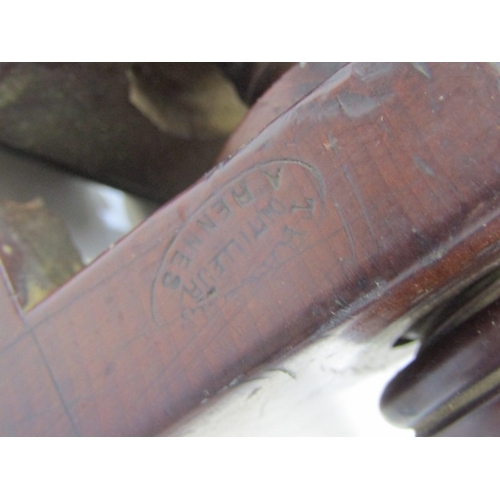 48 - ANTIQUE WOODEN PLANE, a French 19th century wooden screw arm plough plane, with threaded wooden stem... 