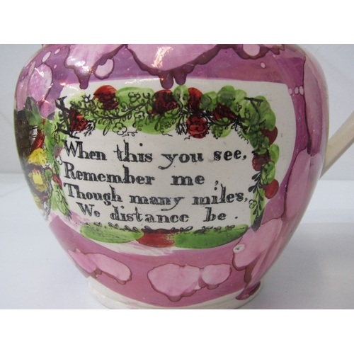 5 - SUNDERLAND LUSTRE JUG, an early 19th century Sunderland lustre pottery jug depicting 'A West View of... 