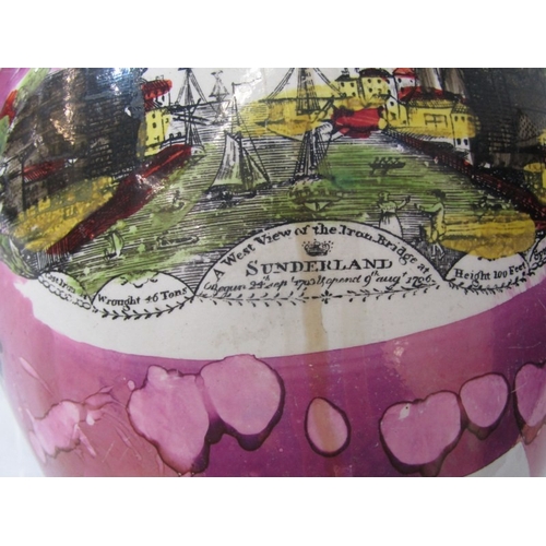 5 - SUNDERLAND LUSTRE JUG, an early 19th century Sunderland lustre pottery jug depicting 'A West View of... 
