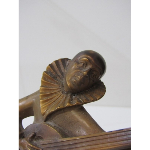 50 - ART DECO FIGURE, an Art Deco spelter figure of a Pierrot playing a mandolin, designed by Josef Loren... 