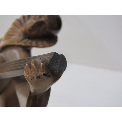 50 - ART DECO FIGURE, an Art Deco spelter figure of a Pierrot playing a mandolin, designed by Josef Loren... 