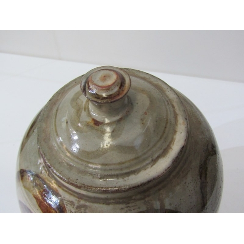 55 - WENFORD BRIDGE POTTERY, 2 Wenford Bridge pottery jars and covers, both with incised brown floral and... 