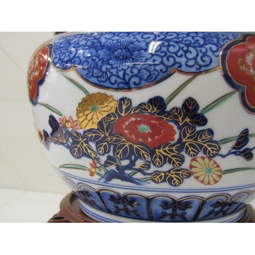 58 - IMARI JARDINIERE, a vintage hand painted gold Imari jardinière with profuse floral blue and gilt dec... 