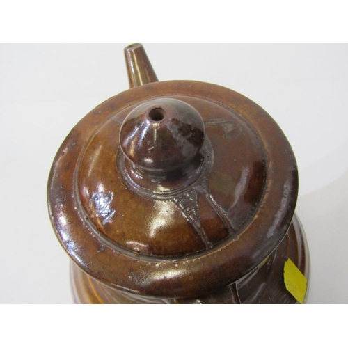61 - WENFORD BRIDGE POTTERY, a Wenford Bridge studio pottery tea pot, with a brown glaze and variegated c... 