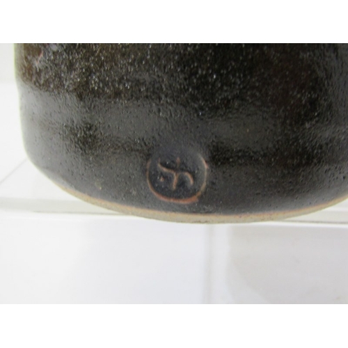 8 - LEACH POTTERY, a Leach Pottery handled jug with pouring lip and overall dark brown glaze, Leach Pott... 