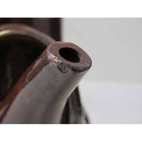 61 - WENFORD BRIDGE POTTERY, a Wenford Bridge studio pottery tea pot, with a brown glaze and variegated c... 