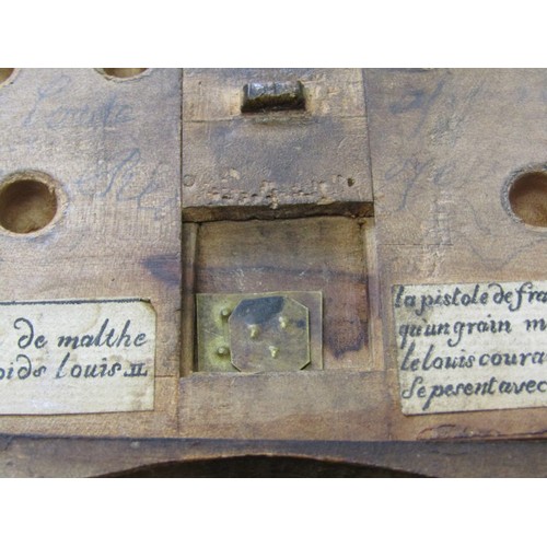 60 - ANTIQUE FRENCH COINWEIGHT SET, an interesting part set of French brass weights for weighing various ... 