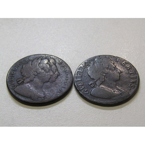 46 - 17th-19th Century copper collection in mixed grades: 1694 William & Mary halfpenny; 1699 William hal... 
