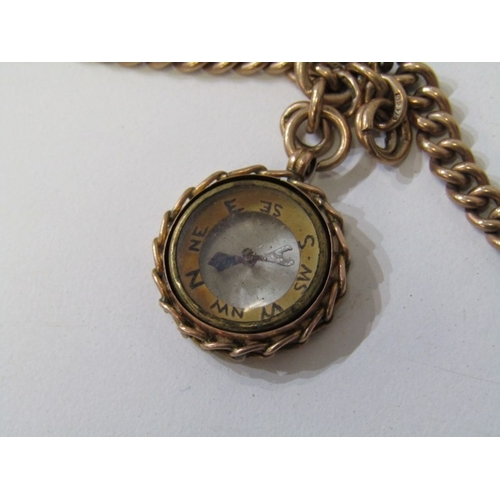 1 - GOLD DOUBLE ALBERT, 9ct yellow gold curb link double Albert chain, mounted 9ct yellow gold cross, to... 