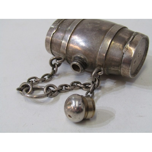 11 - SAMPSON MORDEN VINAIGRETTE, large silver novelty vinaigrette in the form of a barrel with central sc... 