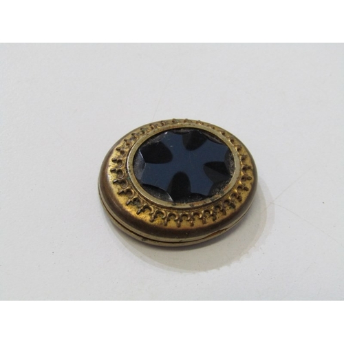 12 - VICTORIAN BROOCHES, 2 Victorian pinchbeck mourning brooches, 1 inset a diamond to centre, together w... 