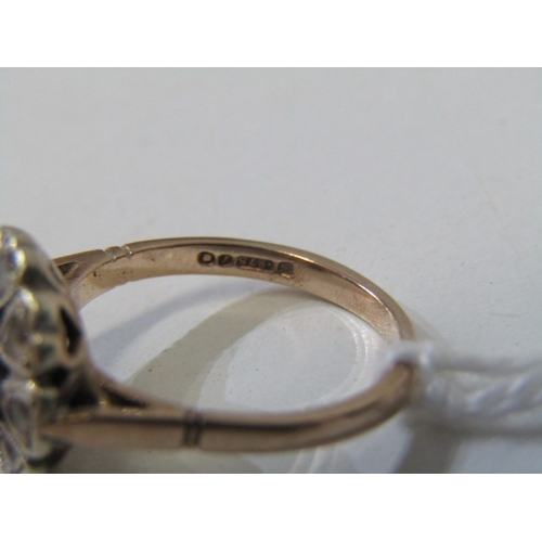 13 - SAPPHIRE CLUSTER RING, 9ct yellow gold ring, set a central circular sapphire, within a white stone c... 