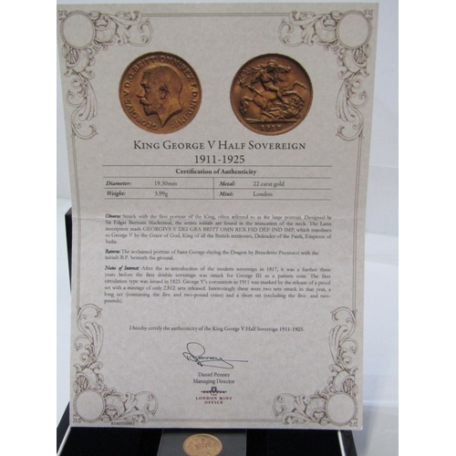 19 - GOLD HALF SOVEREIGN: 1915 George V gold half sovereign, Sydney Mint, sealed and presented in London ... 