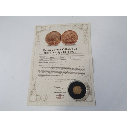 20 - GOLD HALF SOVEREIGN: 1901 Victoria 