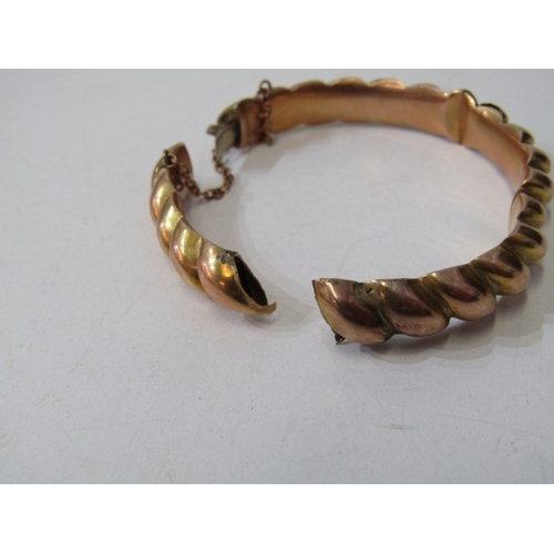 23 - GOLD BANGLE A/F, broken yellow gold bangle, tests as 14ct, 14.5 grams