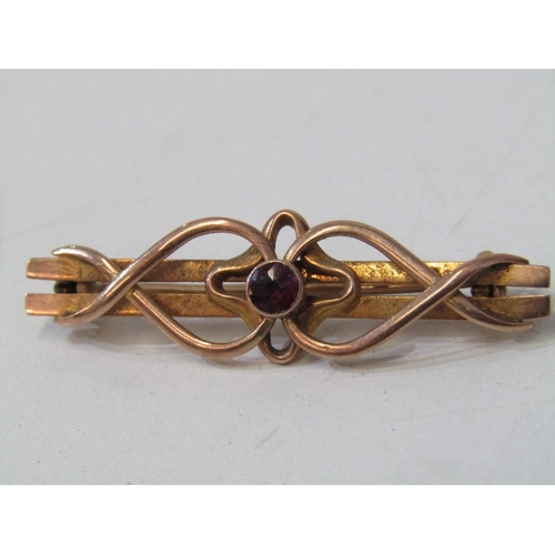 3 - VINTAGE GARNET BROOCHES, 2 X 9ct yellow gold brooches, 1 bar brooch with set central garnet, other s... 