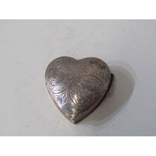 30 - SILVER PILL BOXES, heart shaped silver pill box with foliate engraved decoration, marked sterling, 3... 