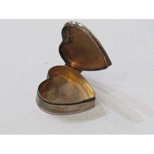 30 - SILVER PILL BOXES, heart shaped silver pill box with foliate engraved decoration, marked sterling, 3... 