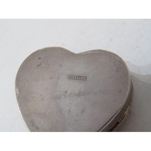 30 - SILVER PILL BOXES, heart shaped silver pill box with foliate engraved decoration, marked sterling, 3... 