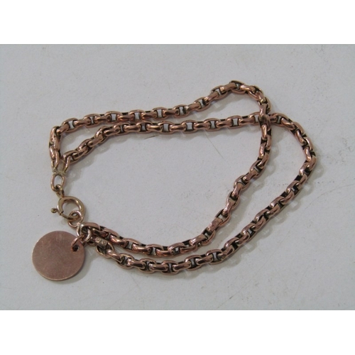 31 - GOLD BRACELET, 9ct yellow gold double rung link bracelet with gold oval disc, 9.6 grams