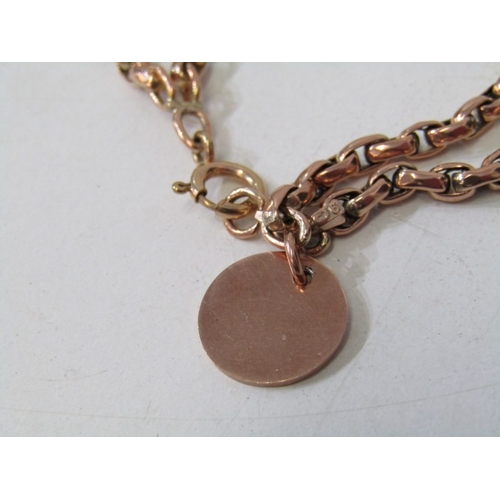 31 - GOLD BRACELET, 9ct yellow gold double rung link bracelet with gold oval disc, 9.6 grams