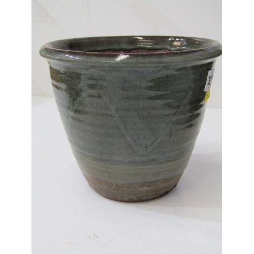 320 - WENFORD BRIDGE POTTERY, Wenford Bridge pottery jardiniere and stand, with pale blue/green glaze, pot... 