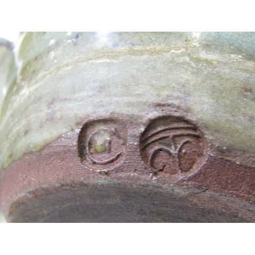 320 - WENFORD BRIDGE POTTERY, Wenford Bridge pottery jardiniere and stand, with pale blue/green glaze, pot... 