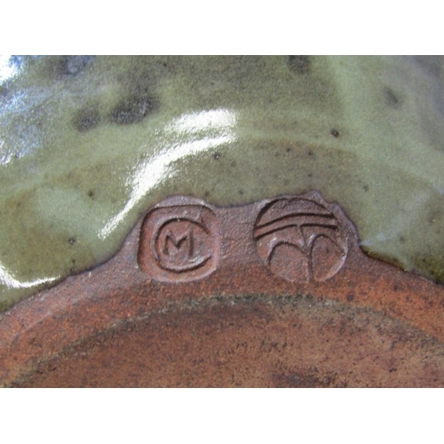 320 - WENFORD BRIDGE POTTERY, Wenford Bridge pottery jardiniere and stand, with pale blue/green glaze, pot... 