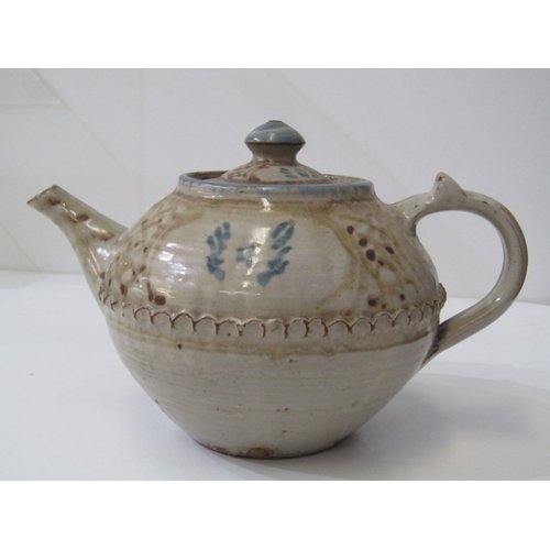 320 - WENFORD BRIDGE POTTERY, Wenford Bridge pottery jardiniere and stand, with pale blue/green glaze, pot... 