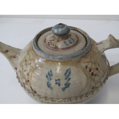 320 - WENFORD BRIDGE POTTERY, Wenford Bridge pottery jardiniere and stand, with pale blue/green glaze, pot... 