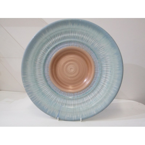 321 - SHELLEY POTTERY, a large Shelley Art Deco shallow dish, central brown and cream ground surrounded by... 