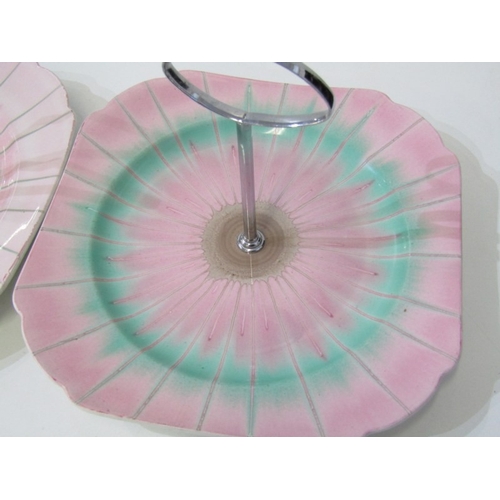 321 - SHELLEY POTTERY, a large Shelley Art Deco shallow dish, central brown and cream ground surrounded by... 