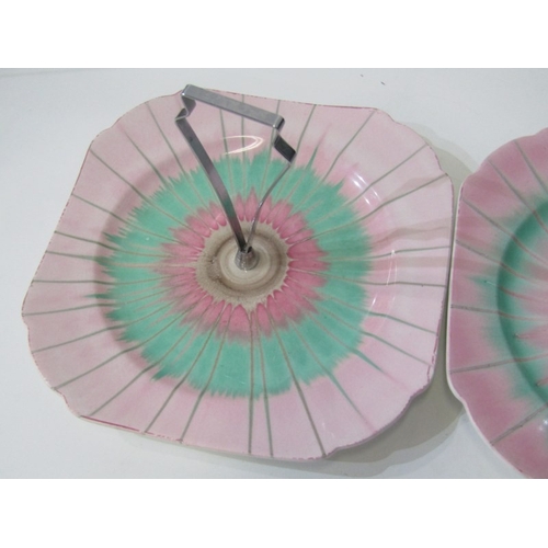 321 - SHELLEY POTTERY, a large Shelley Art Deco shallow dish, central brown and cream ground surrounded by... 