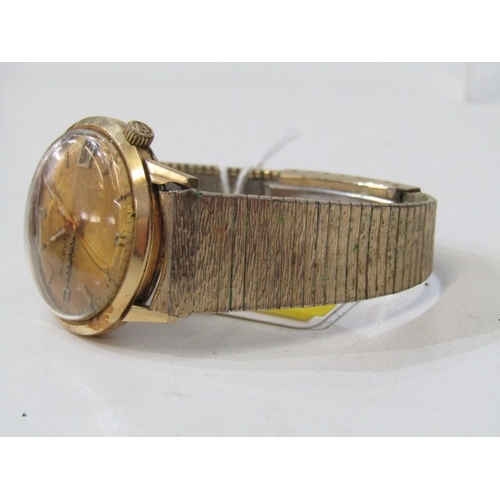 36 - GENTS GOLD WRIST WATCH, Bulova Accutron 18ct gold cased wrist watch with date aperture, on plated st... 