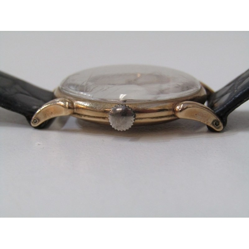 37 - GENTS VINTAGE GOLD CASED WRIST WATCH, Cyma gold cased wrist watch with secondary dial on leather str... 