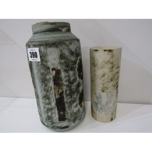 390 - CARN POTTERY, a collection of Carn pottery including vases, a cat faced pot, an egg cup and other po... 