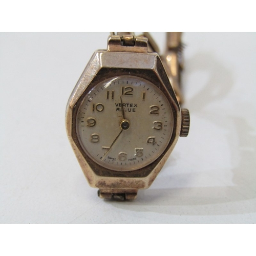 4 - LADY'S GOLD WATCH, lady's Vertex 9ct gold cased wrist watch, on a 9ct gold expanding strap, 13.5 gra... 