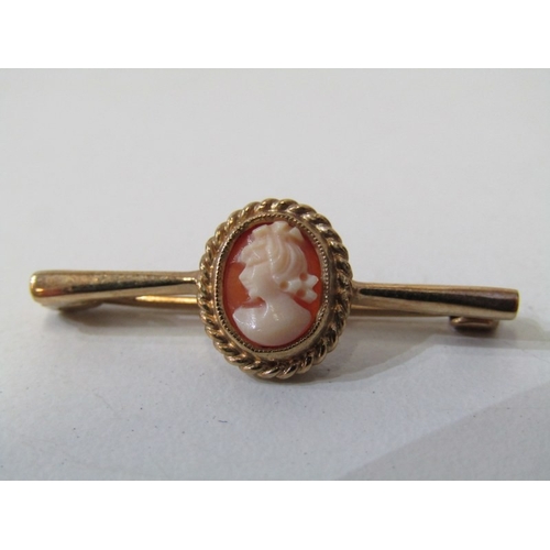 40 - CAMEO JEWELLERY, large oval cameo brooch set portrait of a lady, in a 9ct gold mount, 6cm diameter, ... 