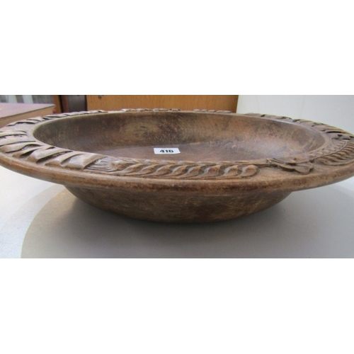416 - GERMAN BREAD BOWL, a vintage wooden German bread bowl with inscription and wheat sheaf decoration, 3... 