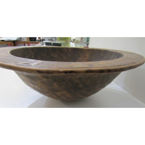 416 - GERMAN BREAD BOWL, a vintage wooden German bread bowl with inscription and wheat sheaf decoration, 3... 