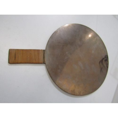 420 - ORIENTAL HAND MIRROR, 19th Century Meiji period Japanese Kagami bronze hand mirror, decorated with c... 
