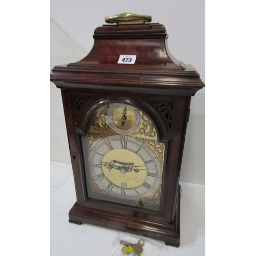 423 - GEORGIAN BRACKET CLOCK, a George III bracket clock by Thomas Hackney of London, the ornate gilt face... 
