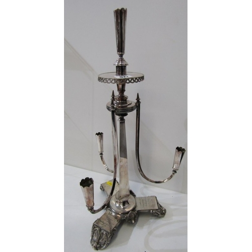 427 - SILVERPLATED CENTRE PIECE, a silverplated centre piece, late 19th Century, featuring a central colum... 