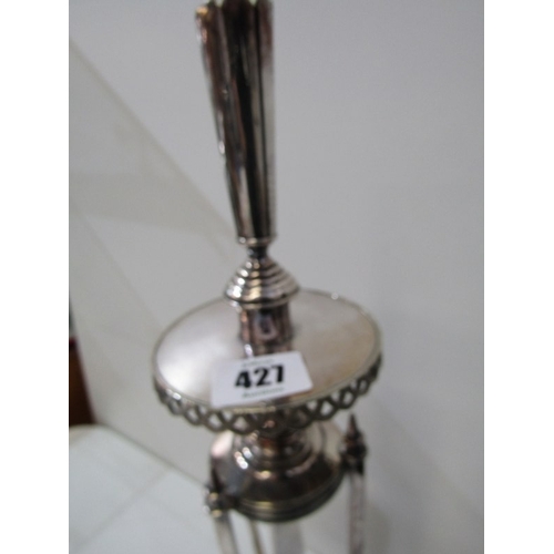 427 - SILVERPLATED CENTRE PIECE, a silverplated centre piece, late 19th Century, featuring a central colum... 