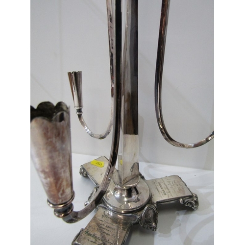 427 - SILVERPLATED CENTRE PIECE, a silverplated centre piece, late 19th Century, featuring a central colum... 
